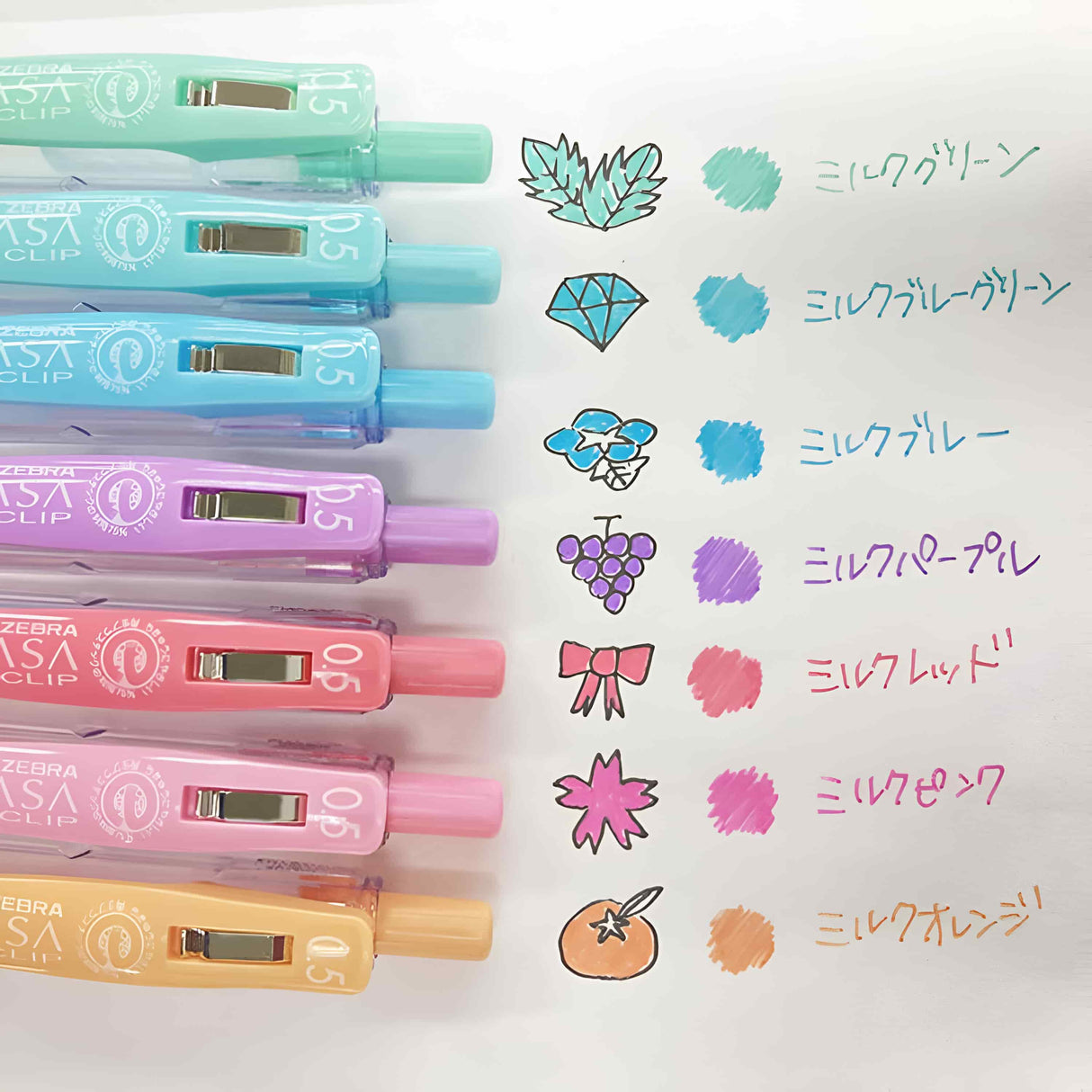 Zebra - Set 5 Lápices Gel Sarasa Clip Milk