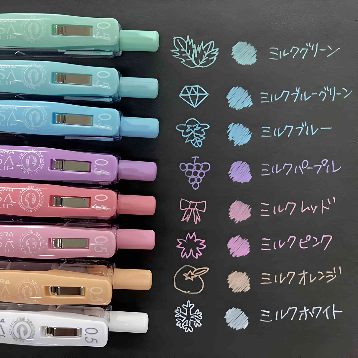 Zebra - Set 5 Lápices Gel Sarasa Clip Milk