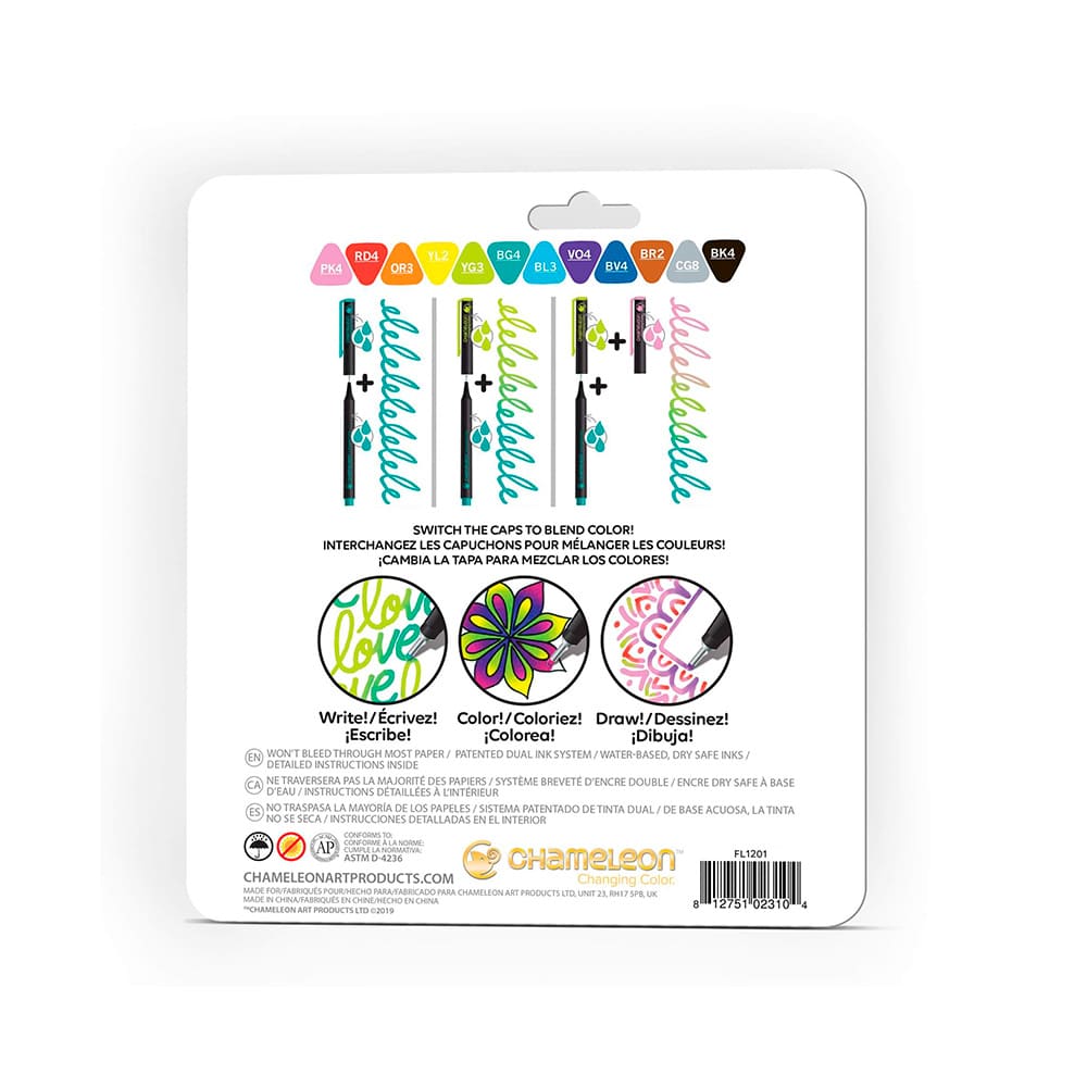 Chameleon-Fineliners-Set-12-Tiralineas-Colores-Brillantes-2
