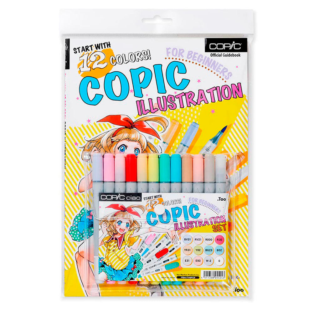 Copic-Ciao-Markers-Set-12-Marcadores-Set-Ilustracion-Principiantes-Con-Guia-de-Dibujo