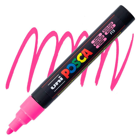 Uni-Posca-PC-5M-Marcadores-Unidad-Punta-Media-Rosa-Fluorescente