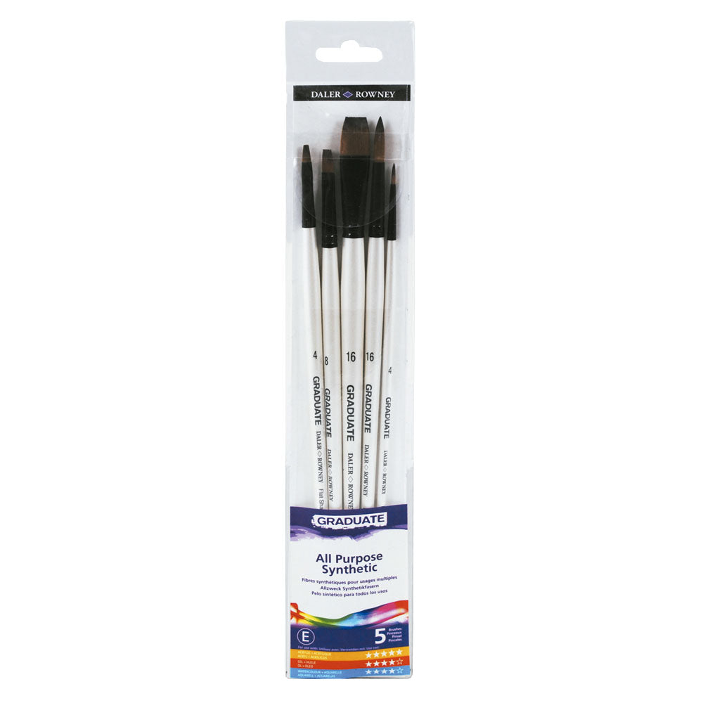 Set De 5 Pinceaux Daler-Rowney Graduate Pour Aquarelle Paysage – Synthétique, Multi-techniques