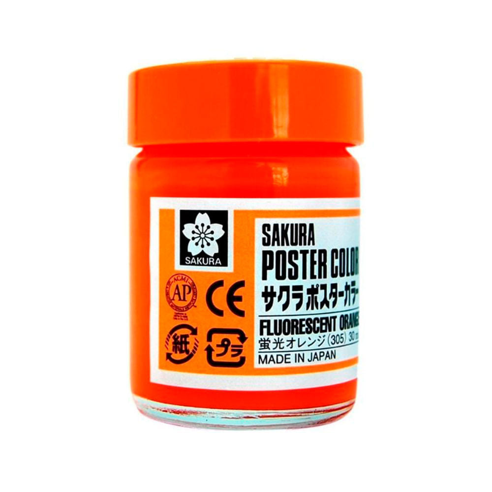 sakura-poster-color-tempera-profesional-30-ml-naranja-fluorescente
