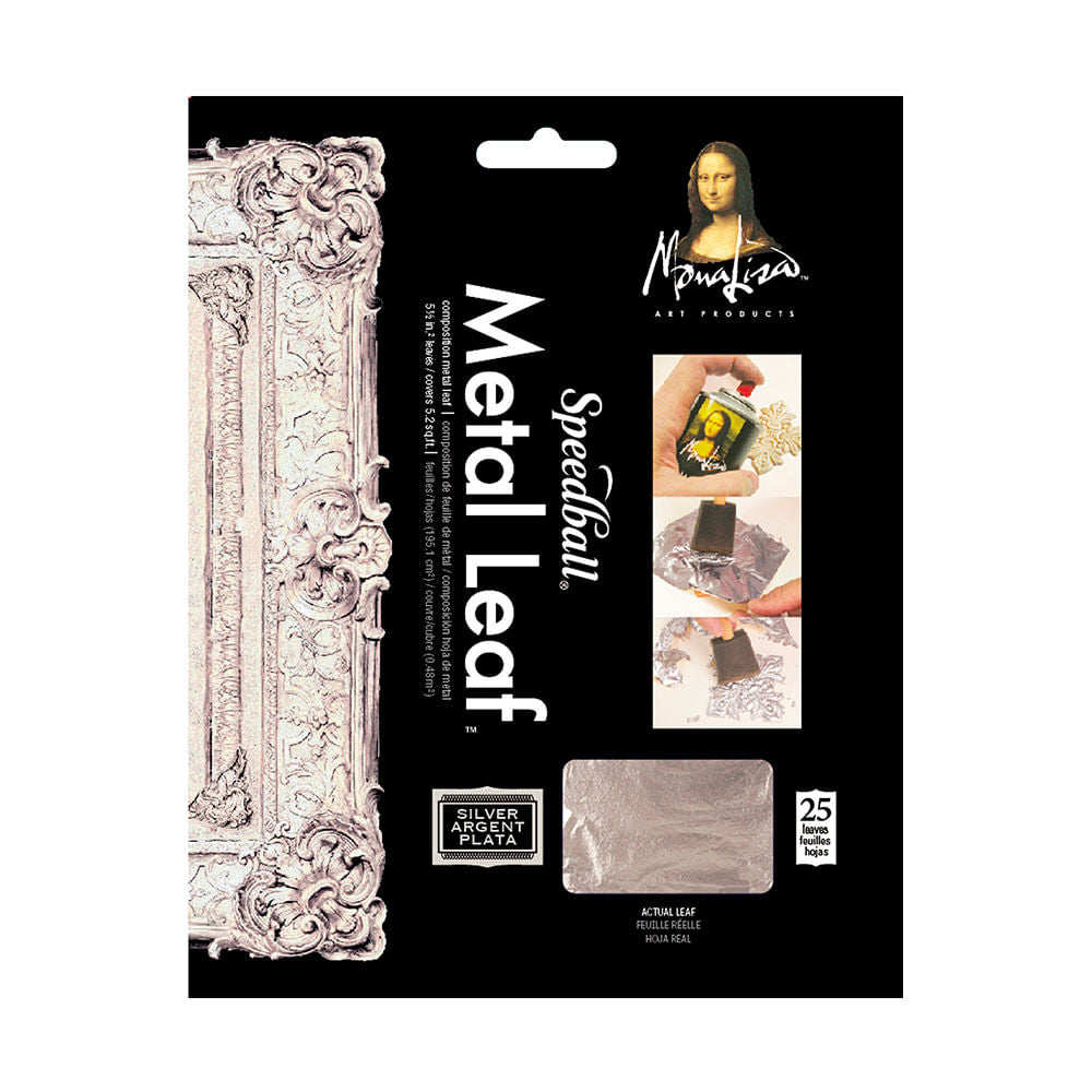 speedball-mona-lisa-pack-25-pan-de-oro-metal-leaf-plateado-25-laminas-14-x-14-cm