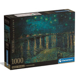 Clementoni - Puzzle 1000 Piezas Noche Estrellada Sobre el Ródano Museum Collection