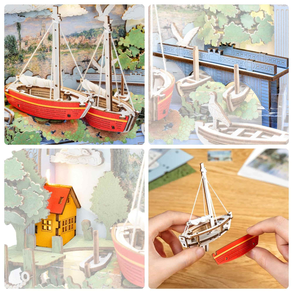 Rowood Artistic 3D Painting - Miniatura Armable Red Boats