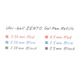 Uni Zento - Repuesto de Bolígrafo Tinta a Base de Agua 0.5 mm