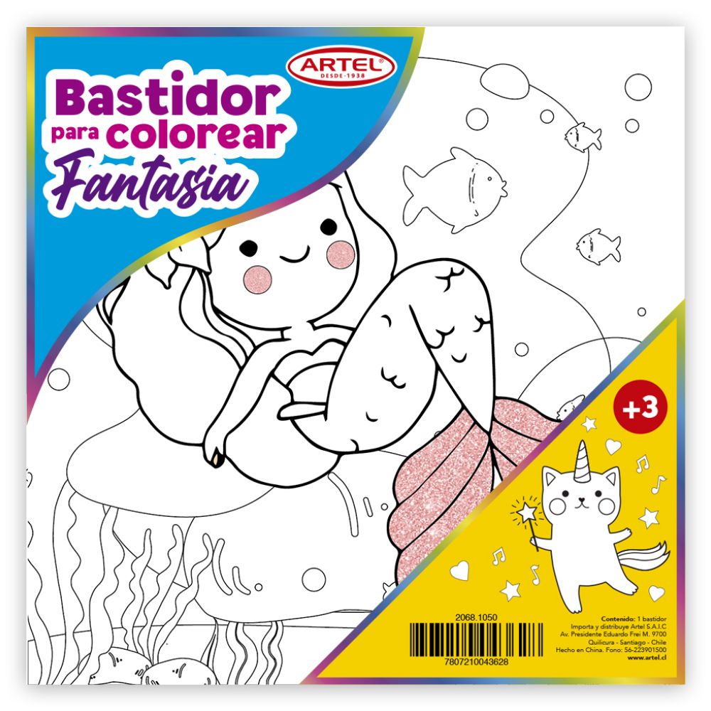 Artel - Bastidor para Colorear 25 x 25 cm Diseño Aleatorio Fantasía