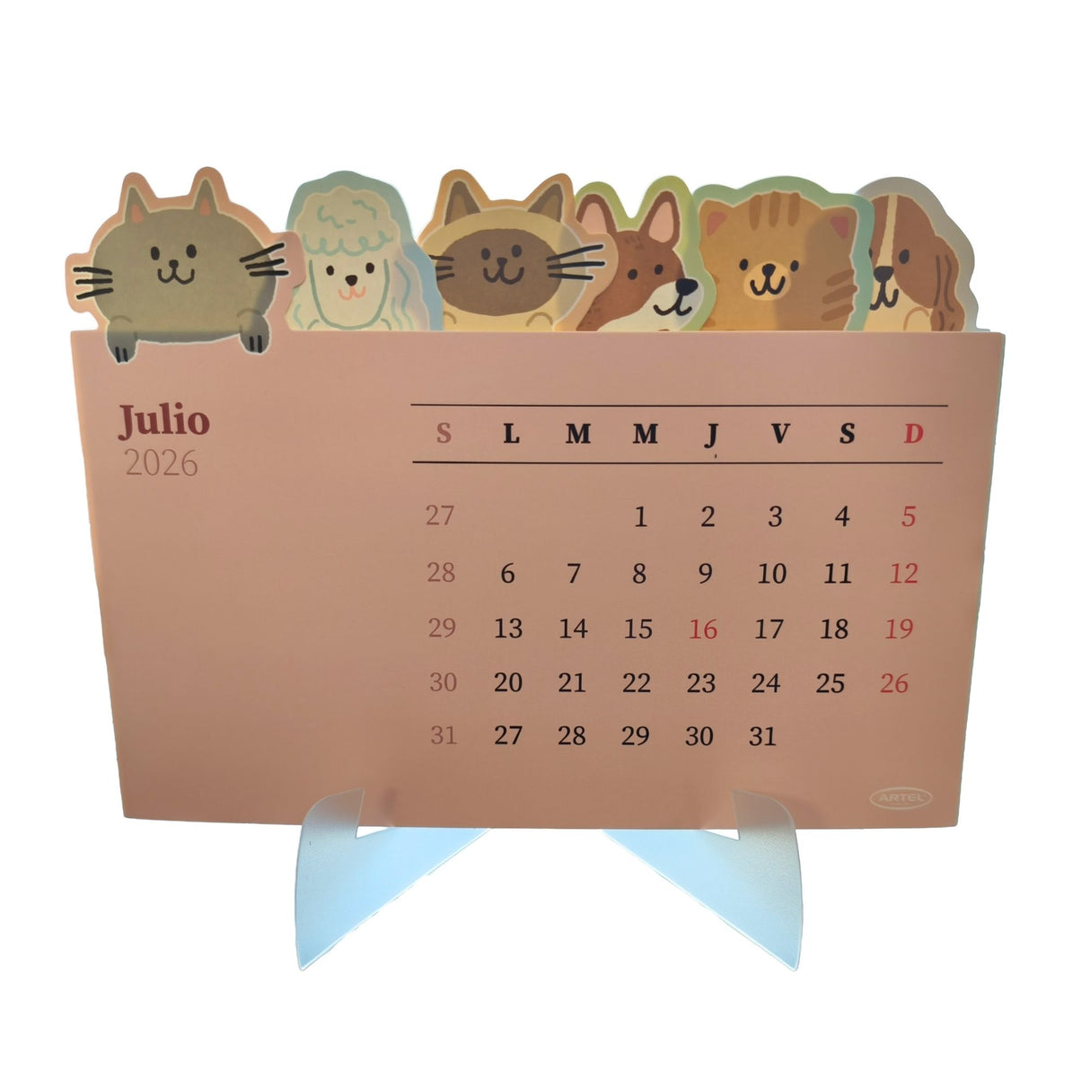 Artel - Calendario 2026 Escritorio Pets