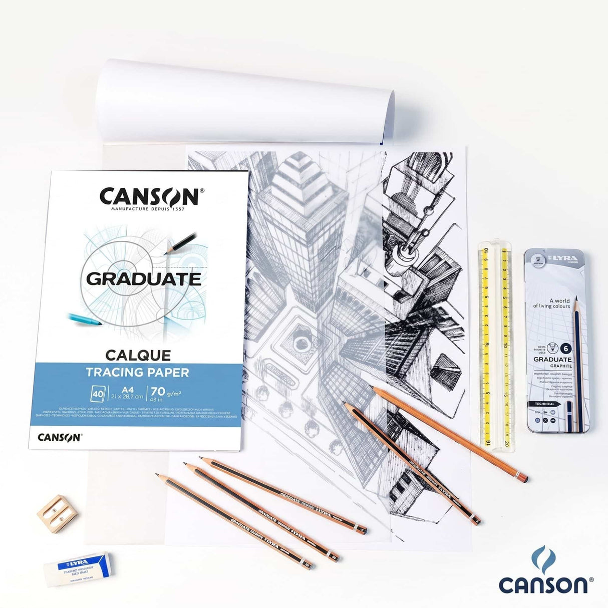 Canson - Block Papel Vegetal para Calcar 21 x 29 cm 40 Hojas