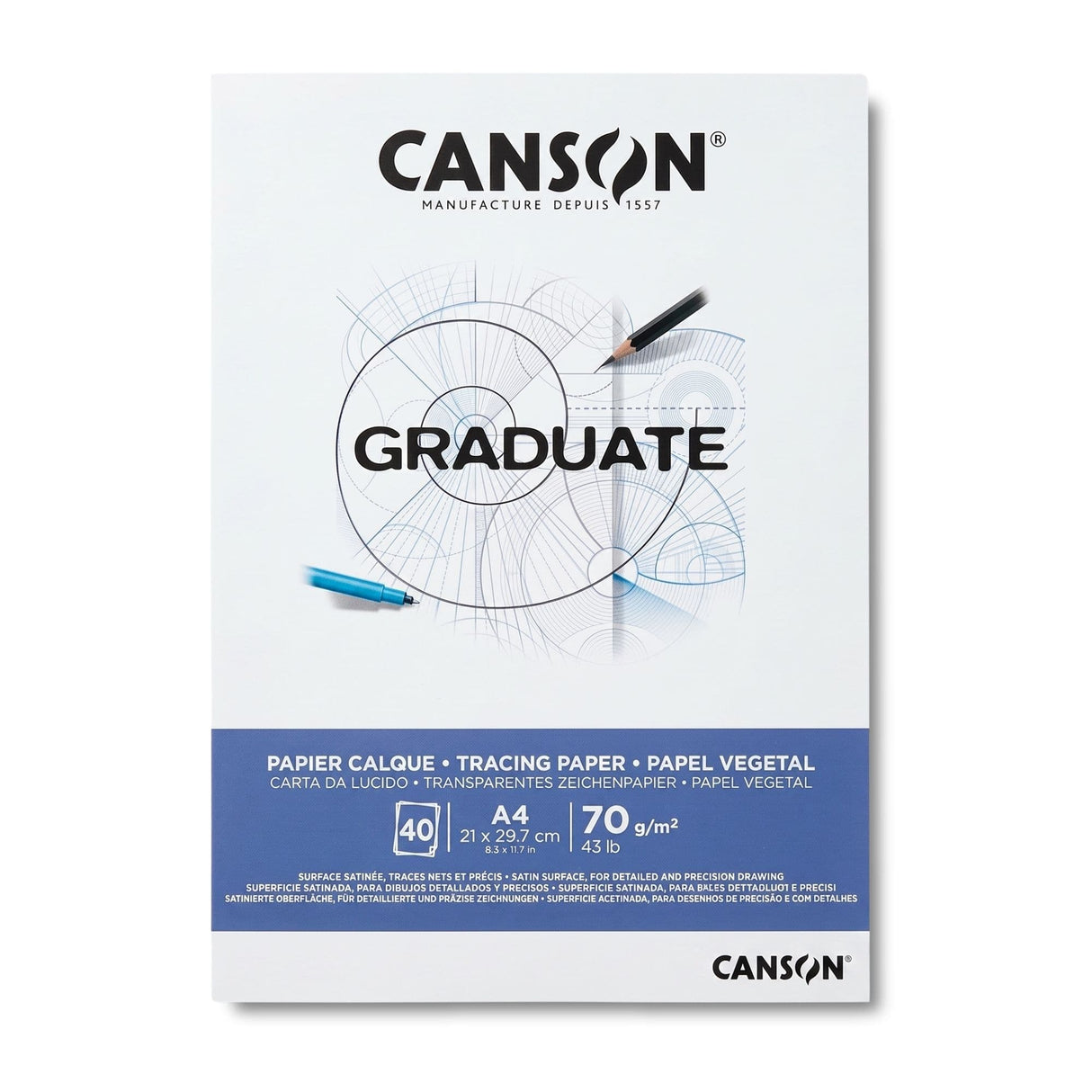 Canson - Block Papel Vegetal para Calcar 21 x 29 cm 40 Hojas