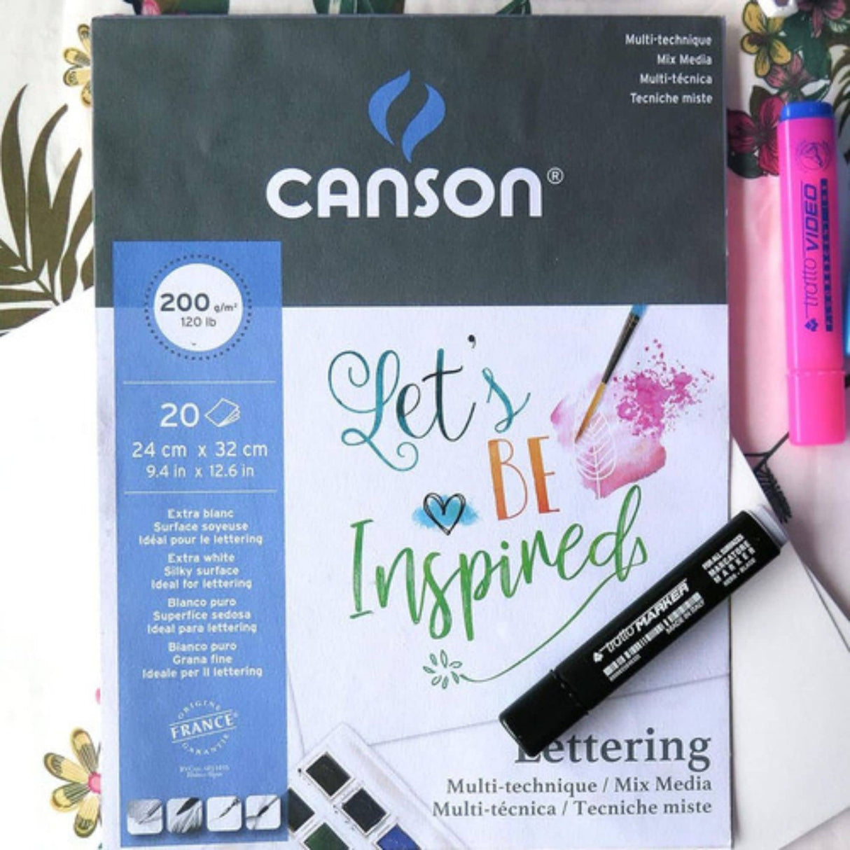 Canson XL - Pad Lettering 24 x 32 cm, 20 Hojas, 200 gr/m2