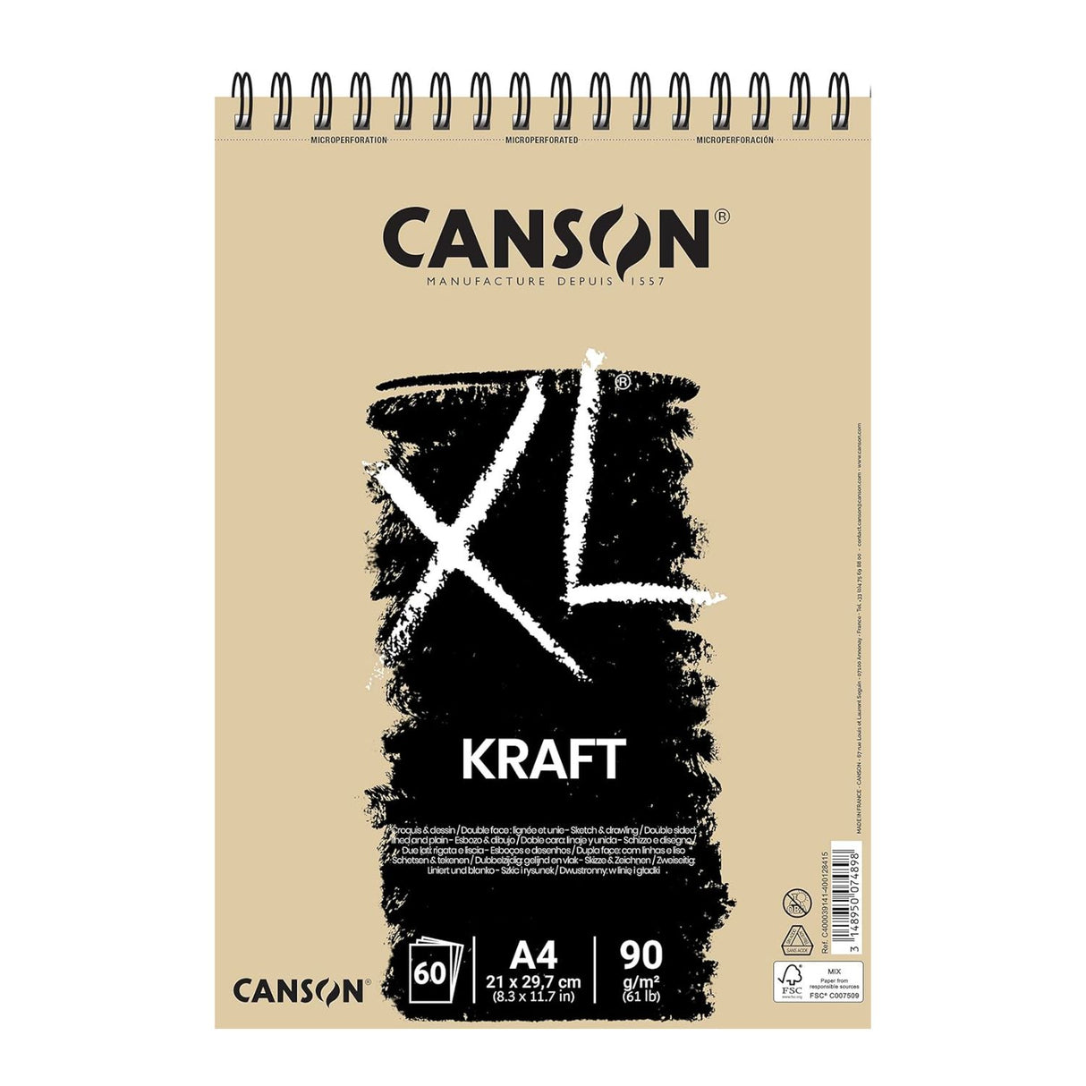 Canson XL - Croquera Kraft para Bocetos 90 g/m2