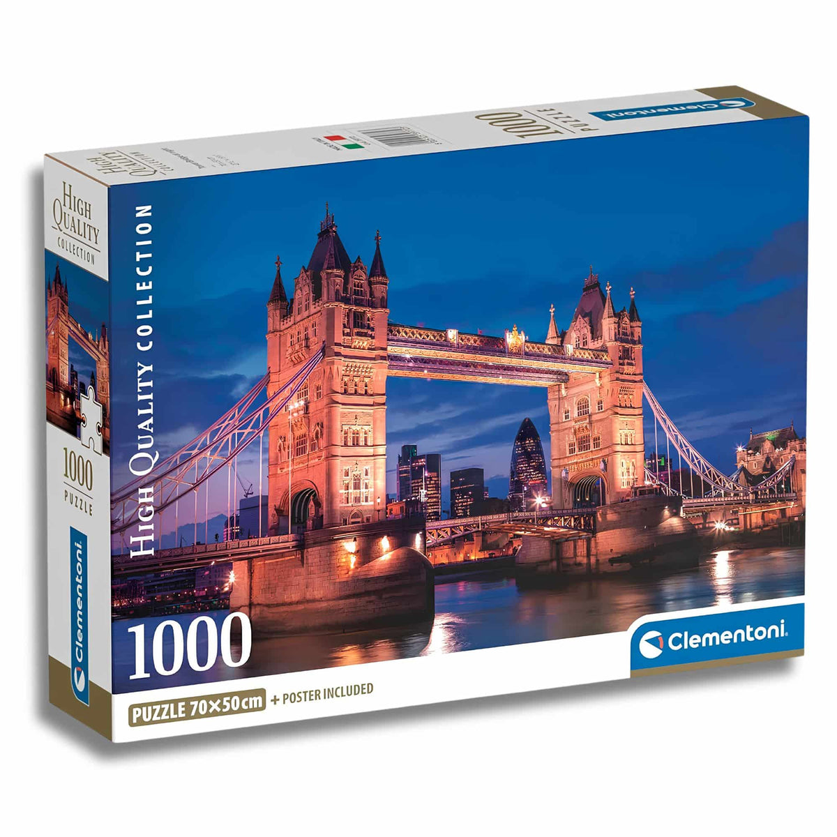 Clementoni - Puzzle 1000 Piezas Compact Tower Bridge At Night High Quality Collection