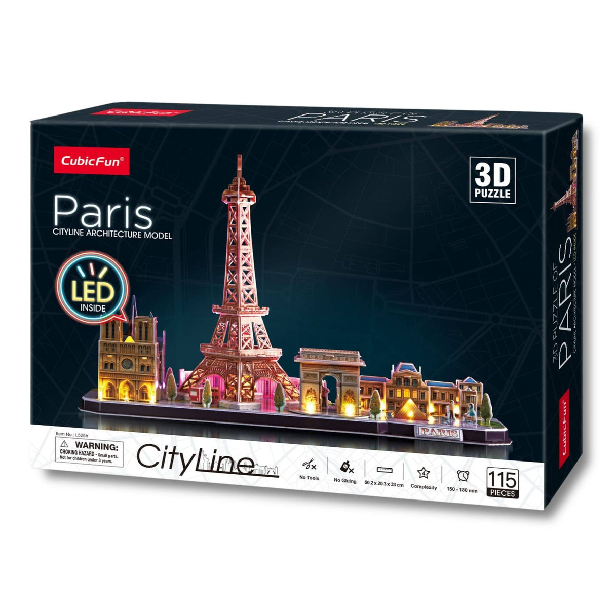 Cubicfun Cityline - Puzzle 3D Paris LED