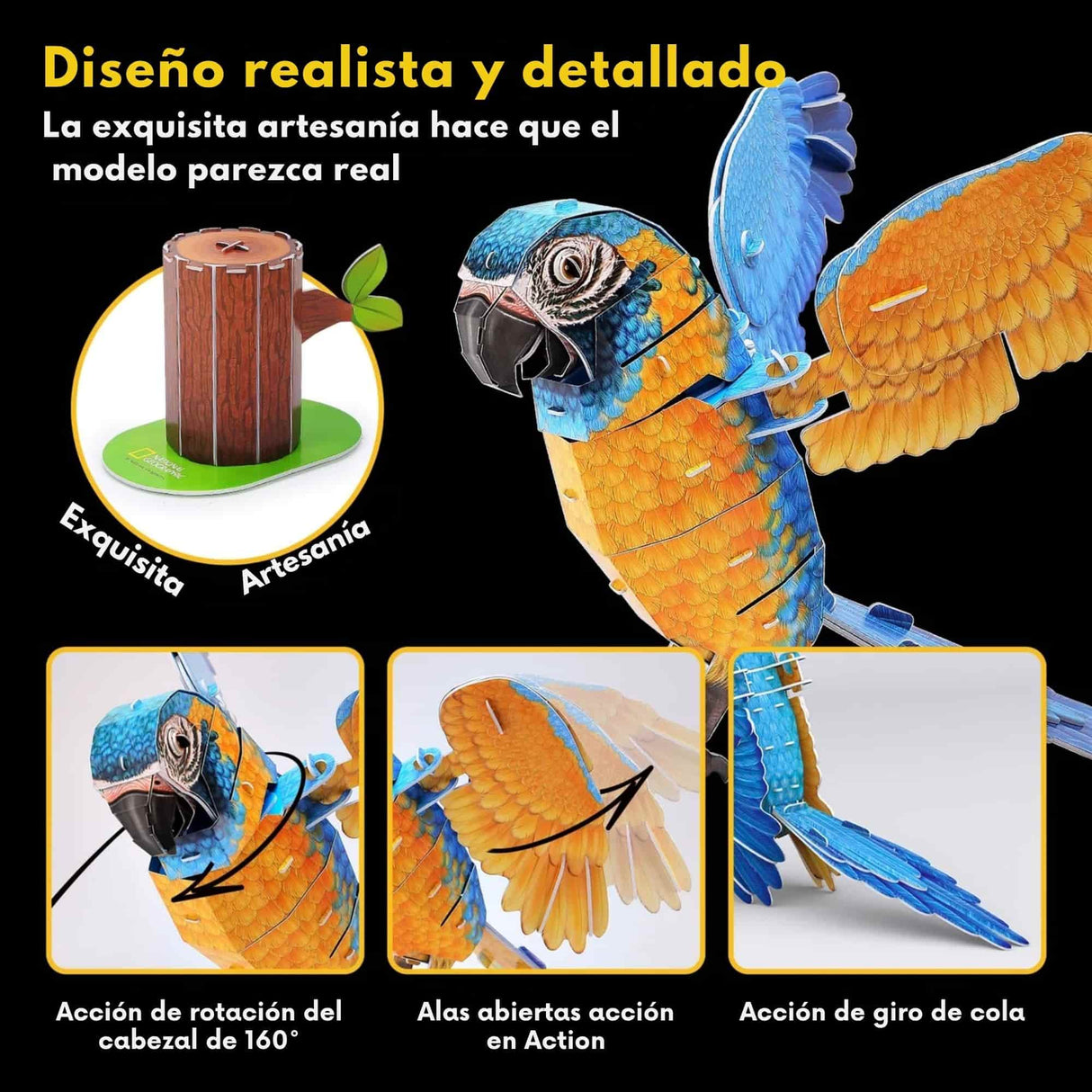 Cubicfun National Geographic - Puzzle 3D Animales Guacamayo Barba Azul