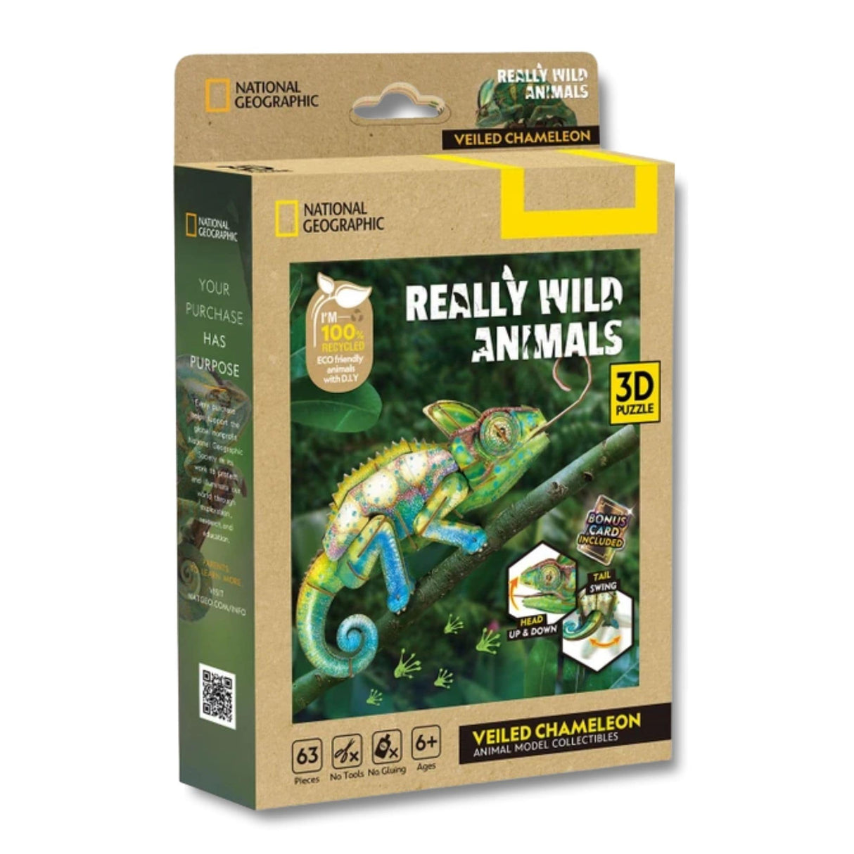 Cubicfun National Geographic - Puzzle 3D Animales Salvajes Camaleón Velado
