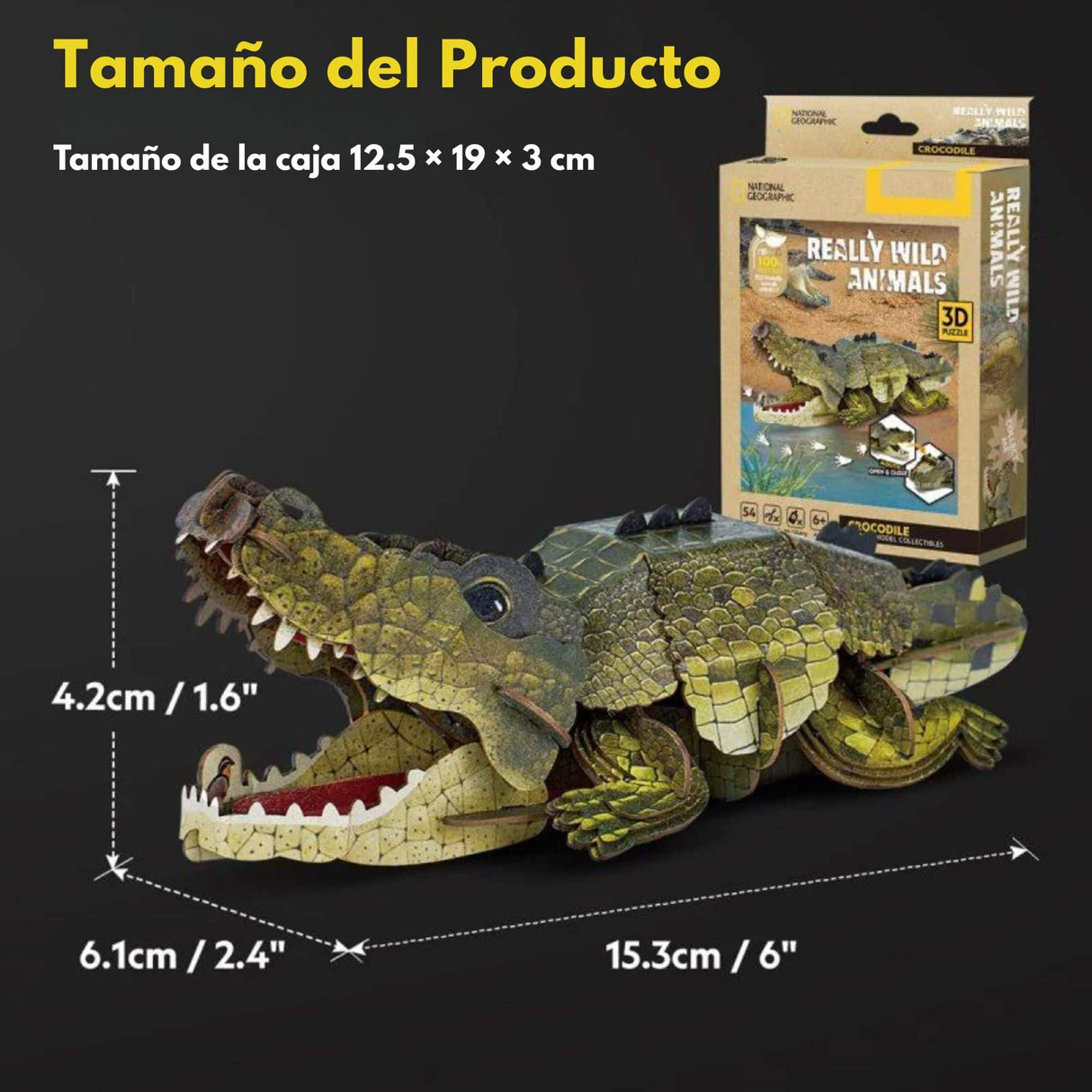 Cubicfun National Geographic - Puzzle 3D Animales Salvajes Cocodrilo