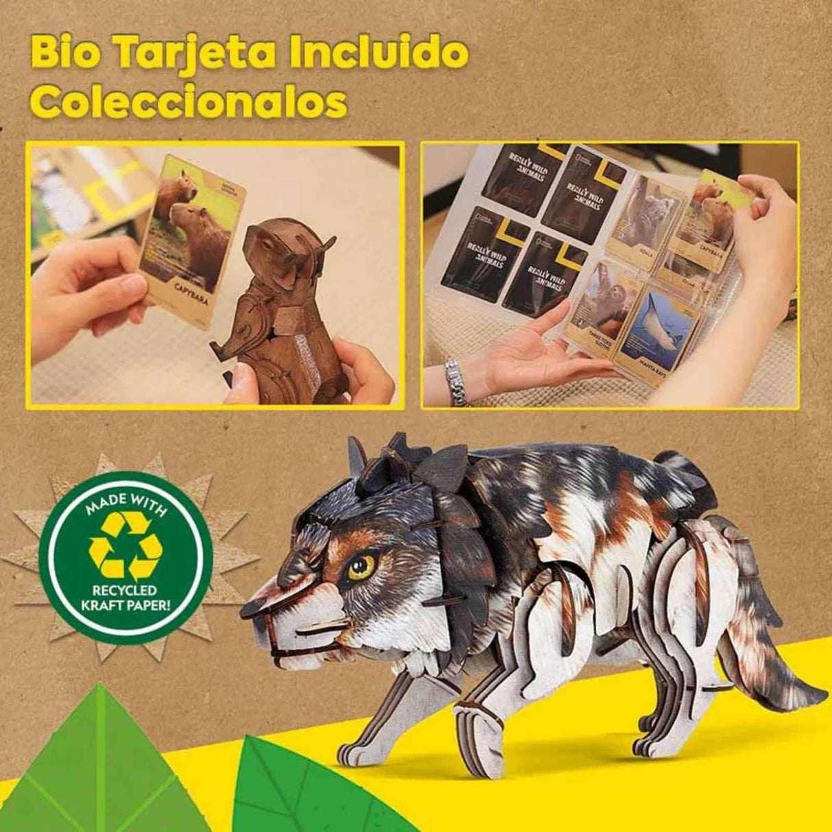 Cubicfun National Geographic - Puzzle 3D Animales Salvajes Lobo Gris