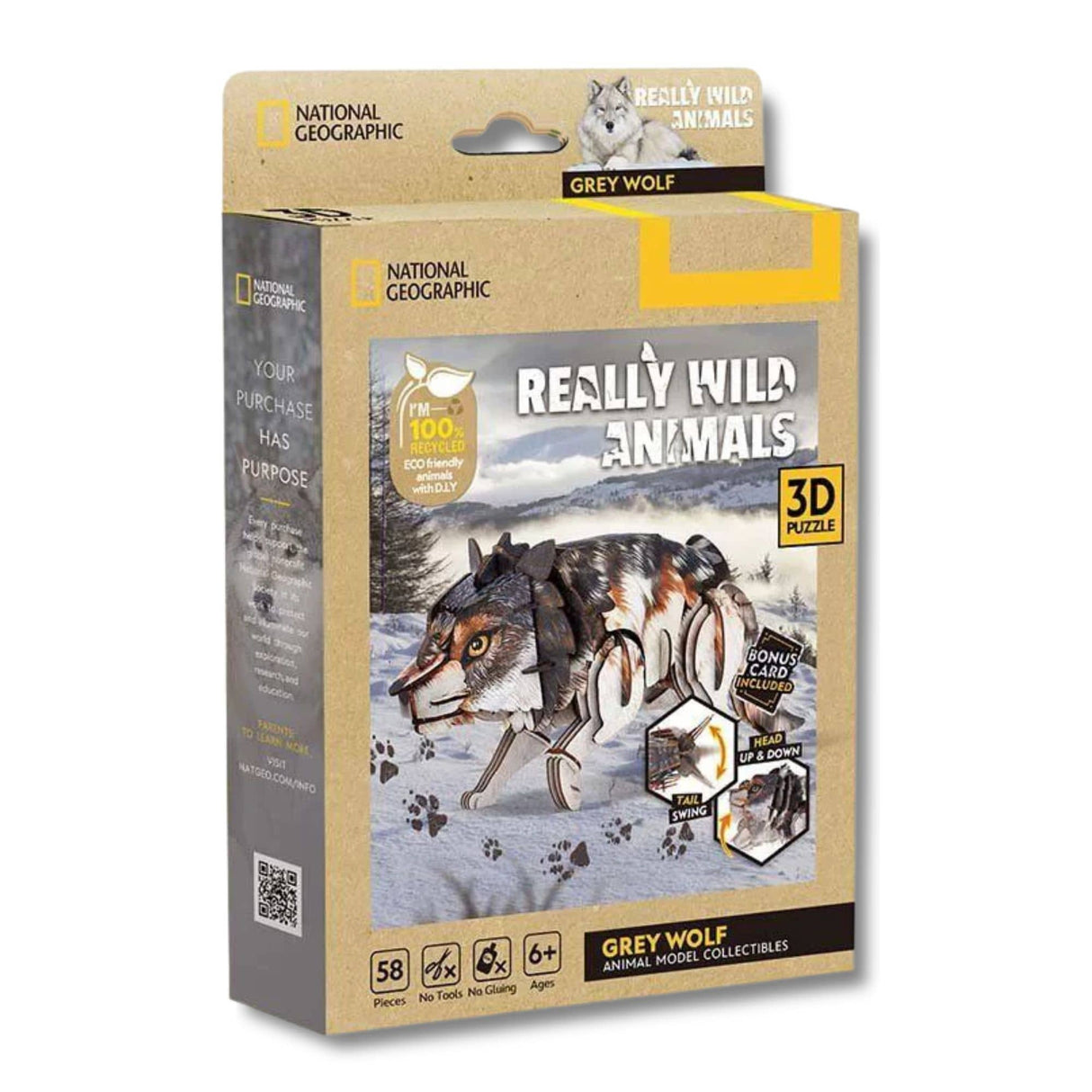Cubicfun National Geographic - Puzzle 3D Animales Salvajes Lobo Gris