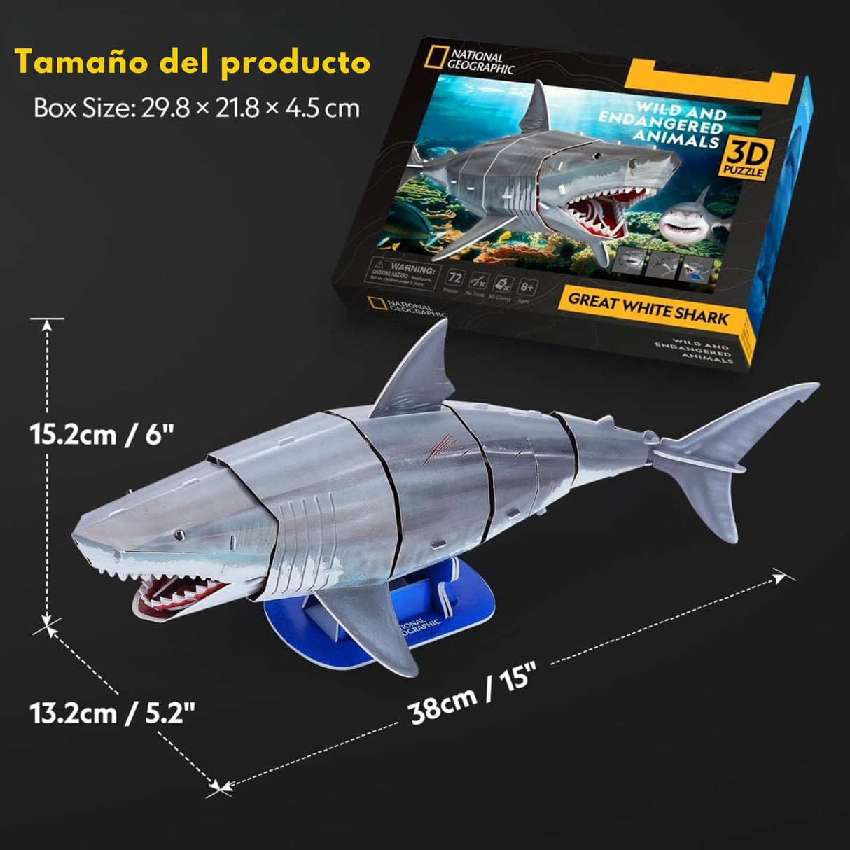 Cubicfun National Geographic - Puzzle 3D Animales Tiburón Blanco