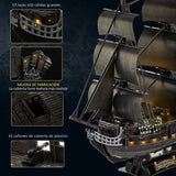 Cubicfun - Puzzle 3D Barco Pirata Queen Anne's Revenge LED