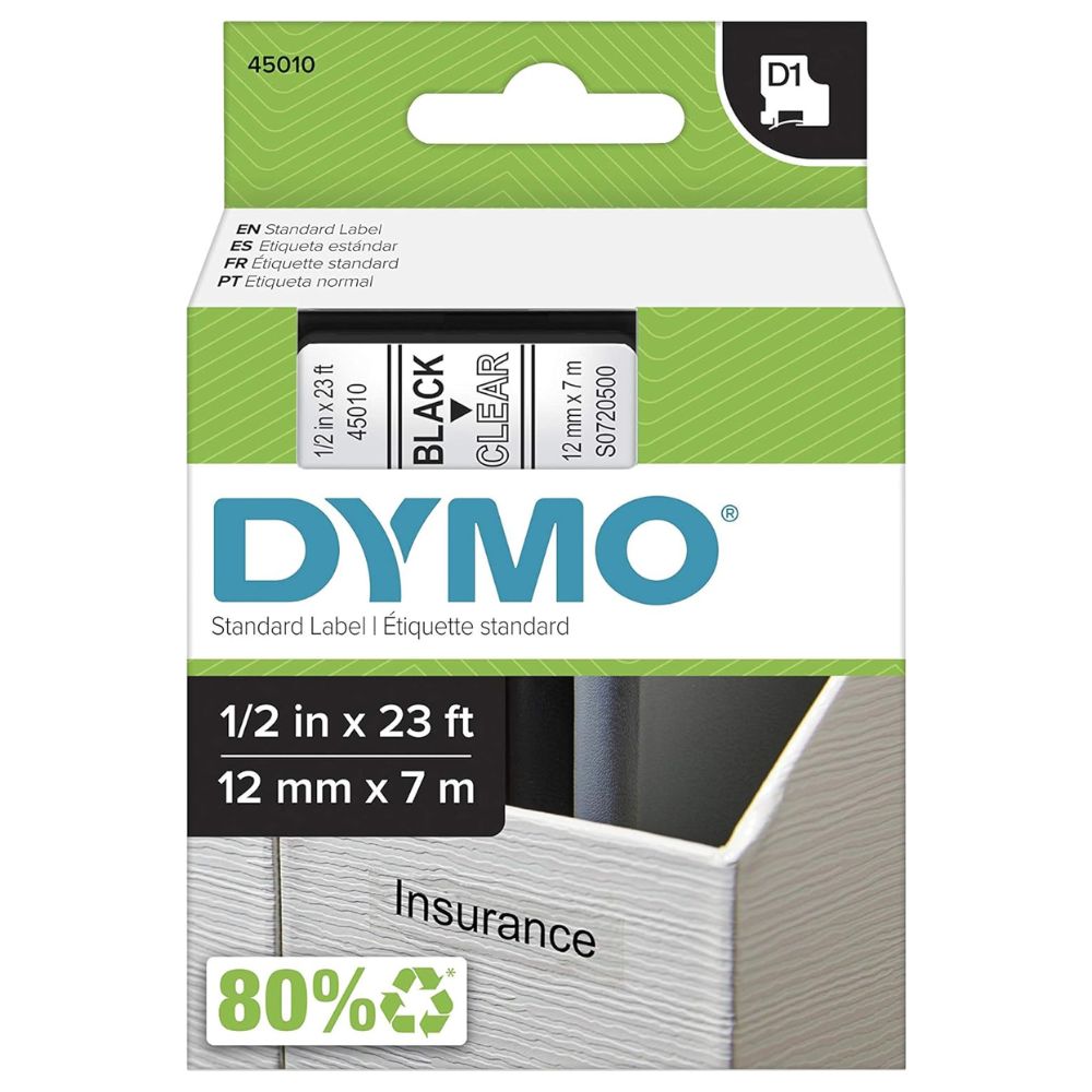 Dymo - Etiqueta Adhesiva Standard D1 Etiquetadoras 12 mm x 7 m