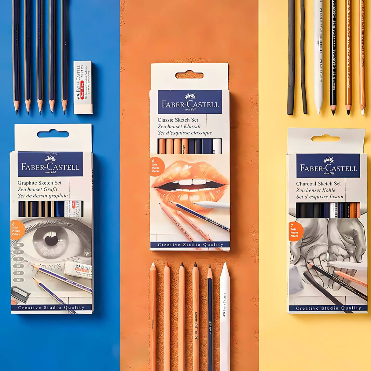 Faber-Castell - Kit Dibujo Classic Sketch Set Pastel, 6 Piezas