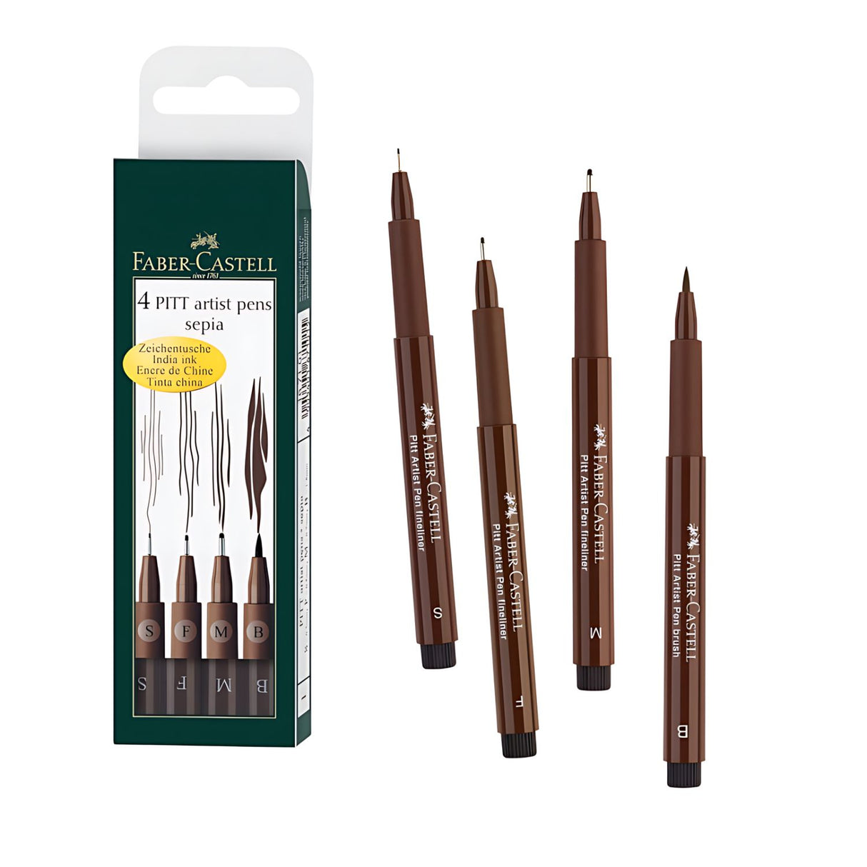 Faber-Castell Pitt - Set 4 Tiralíneas Sepia