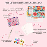 Grabie Coloring Club - Kit Acuarelas Floral Libreta y Libro