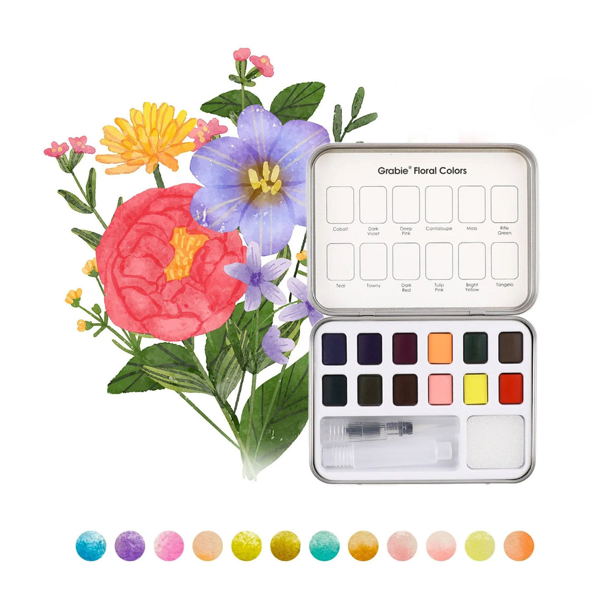 Grabie Coloring Club - Kit Acuarelas Floral Libreta y Libro