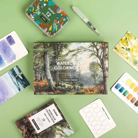 Grabie Coloring Club - Kit Acuarelas Forest Libreta y Libro