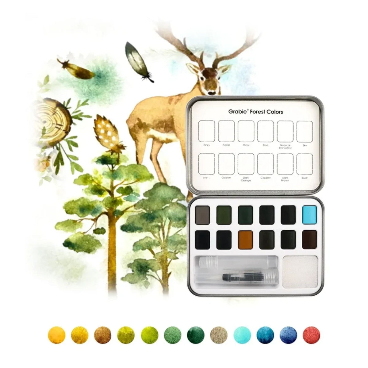 Grabie Coloring Club - Kit Acuarelas Forest Libreta y Libro