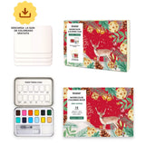 Grabie Coloring Club - Kit Acuarelas Navidad Libreta y Libro