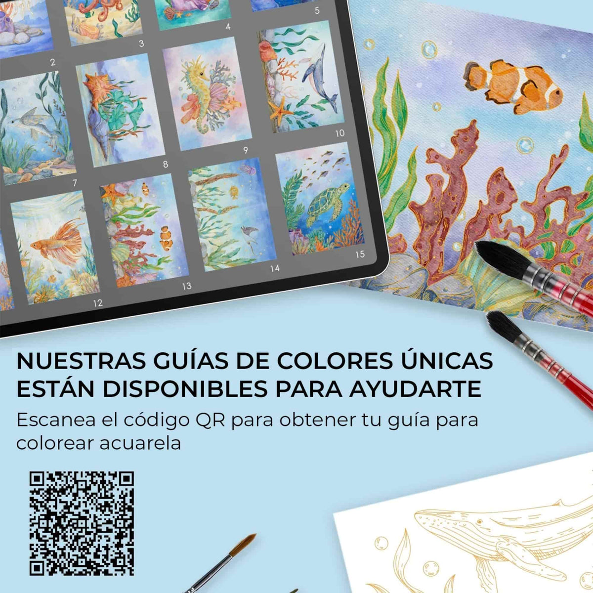 Grabie Coloring Club - Kit Acuarelas Ocean Libreta y Libro