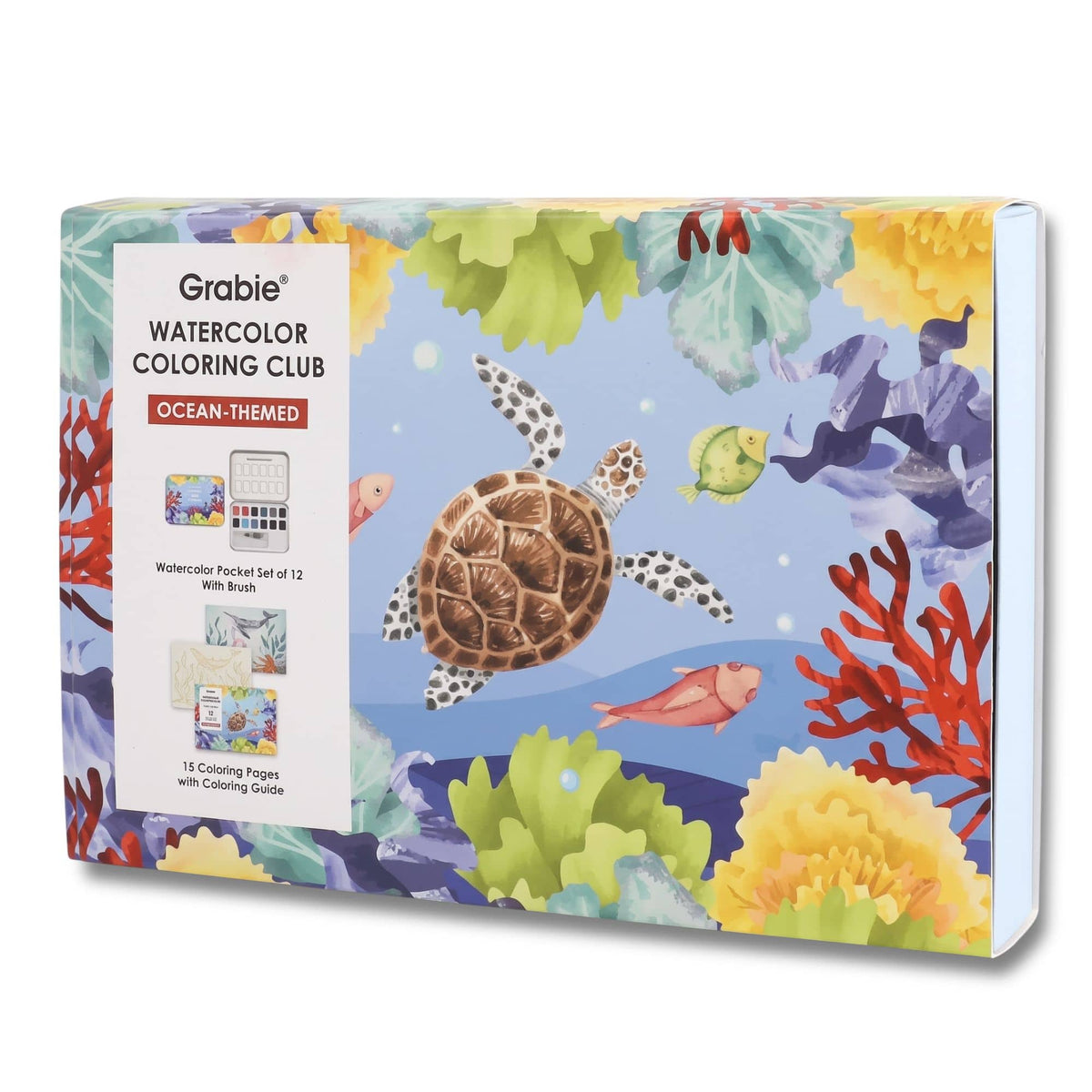 Grabie Coloring Club - Kit Acuarelas Ocean Libreta y Libro