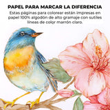 Grabie - Libro para Colorear Acuarela 100% Algodón Floral