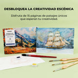 Grabie - Libro para Colorear Acuarela 100% Algodón Landscape