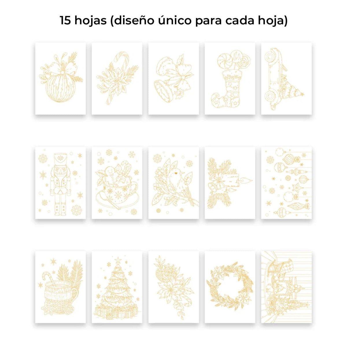 Grabie - Libro para Colorear Acuarela 100% Algodón Navidad