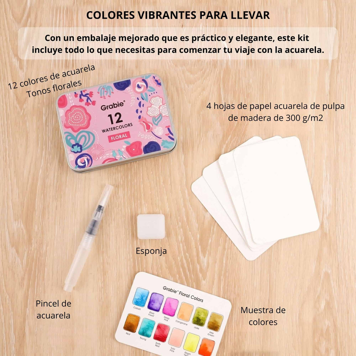 Grabie - Set 12 Acuarelas Floral