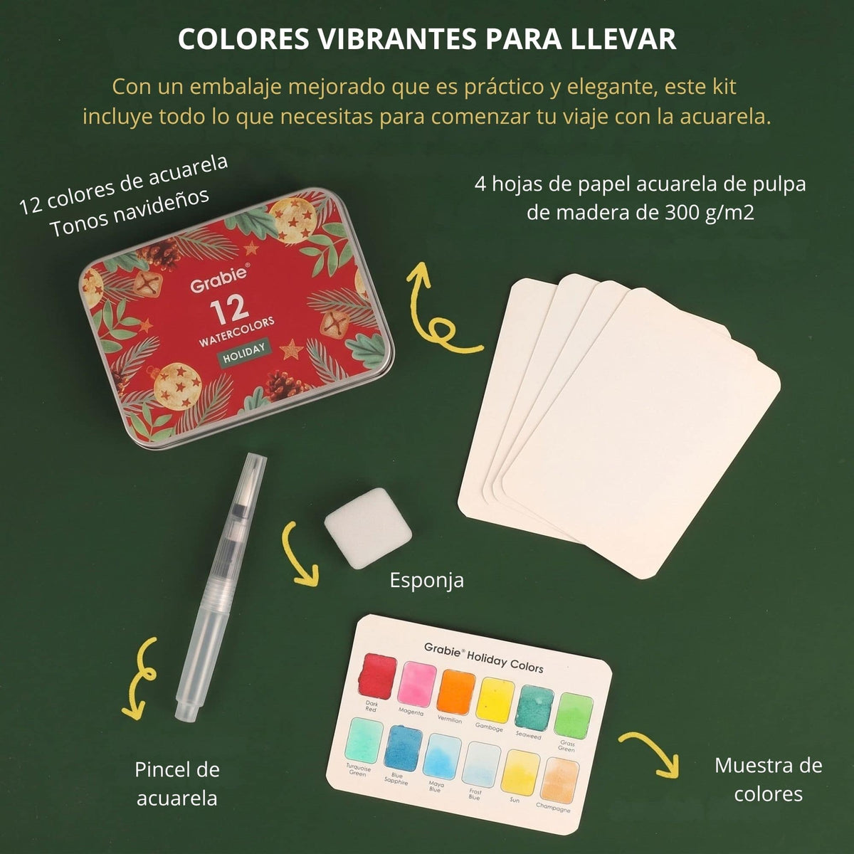 Grabie - Set 12 Acuarelas Navidad