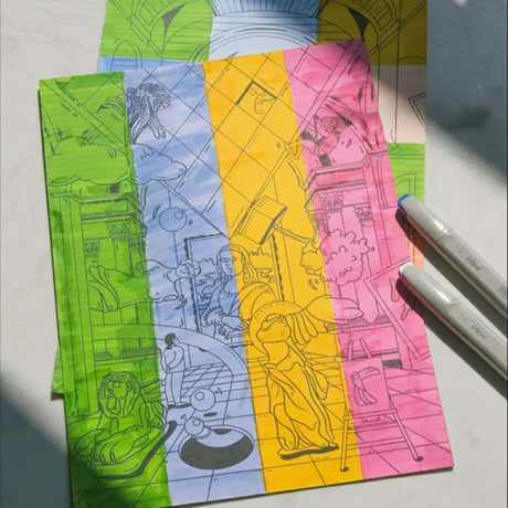 Himi - Kit Marcadores al Alcohol Go to Museum con 5 Páginas para Colorear