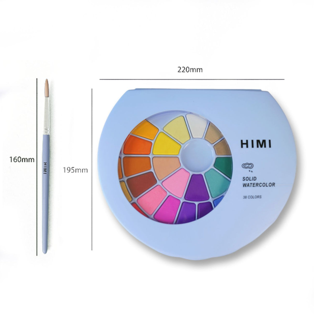 Himi - Set 38 Acuarelas en Pastilla Estuche Celeste