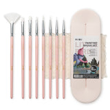 Himi - Set 8 Pinceles Little Bird Formas Mixtas Estuche Rosado