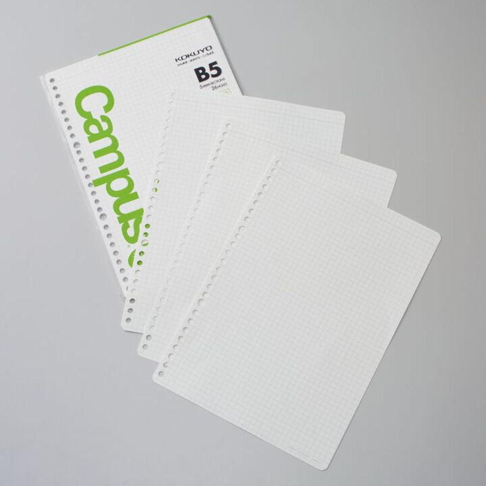 Kokuyo Campus - Pack 50 Hojas para Libretas Anilladas Tipo Binder B5 Cuadros