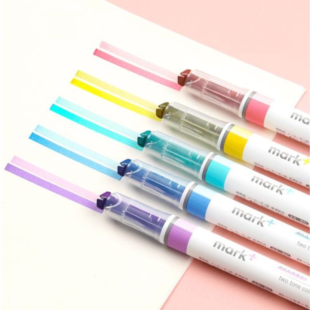 Kokuyo Mark Plus - Destacadores de Dos Tonos (Base Gris)