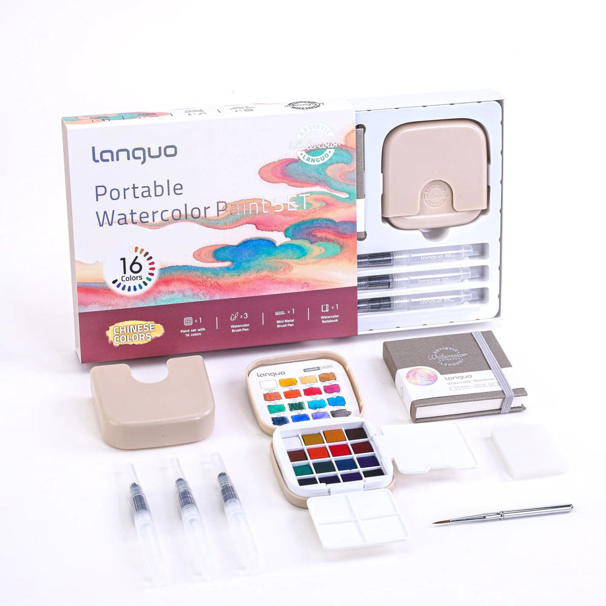 Languo - Kit Acuarelas Libreta y Pinceles Chinese Colors
