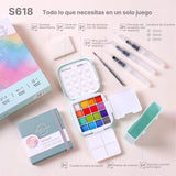 Languo - Kit Acuarelas Libreta y Pinceles Macaron Colors
