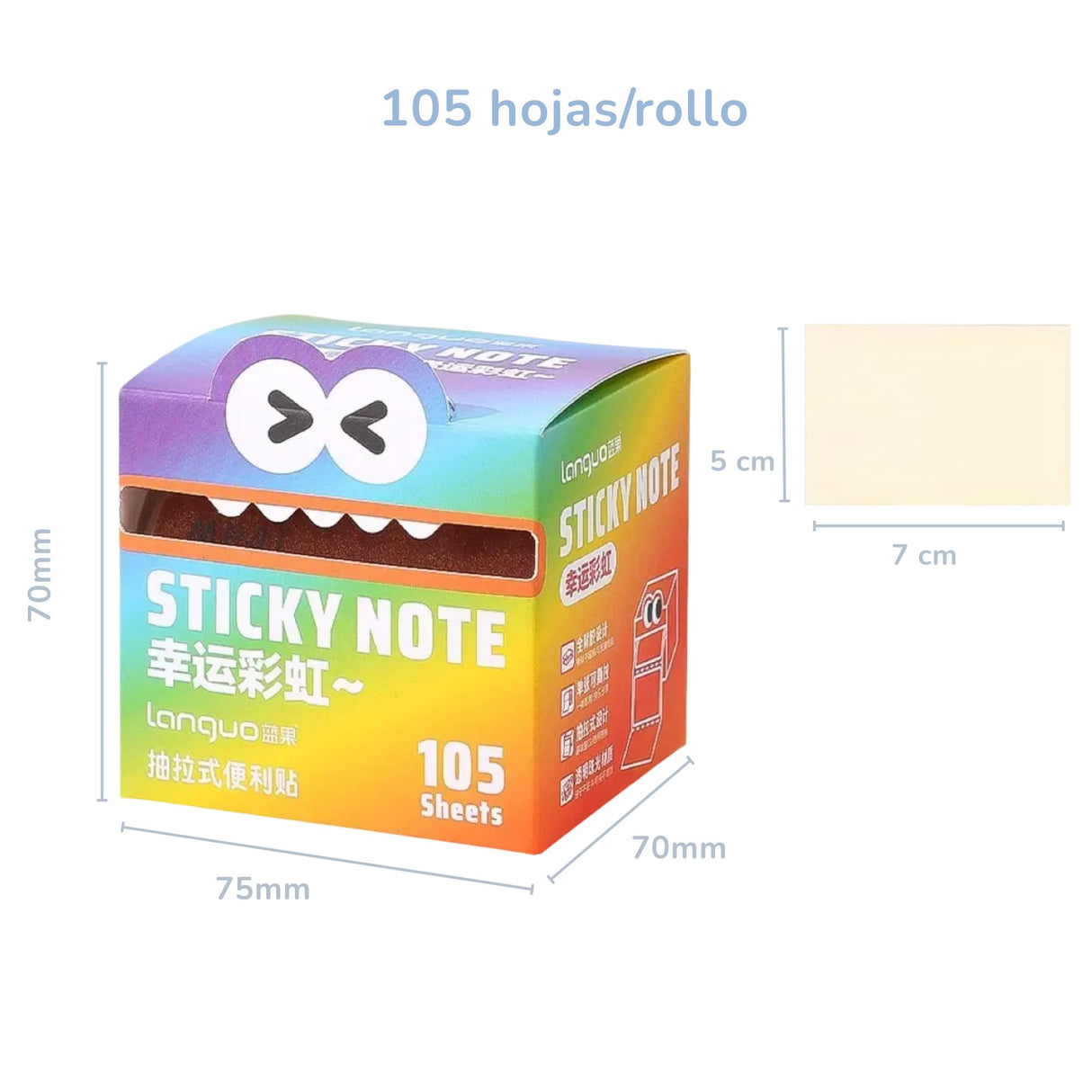 Languo - Pack 105 Notas Adhesivas Creative Transparent 70 x 50 mm