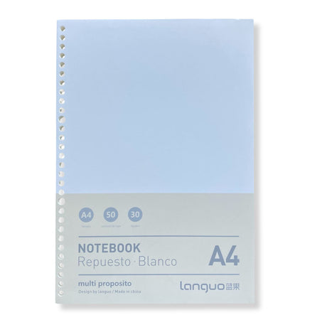 Languo - Pack 50 Hojas para Libretas Anilladas Tipo Binder A4 con Sistema Refill